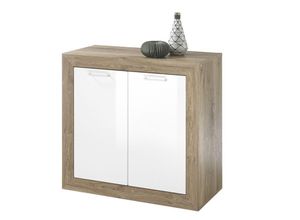 4038889069586 - Bega Consult - Kommode Sideboard Stauraum Schuhe ca 90 x 87 x 42 cm Eiche dunkel   Weiß Hgl