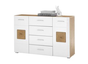 4038889071534 - Bega Consult - Kommode georgia Sideboard ca 140 x 92 x 40 cm georgia Artisan Eiche Nb   Wei