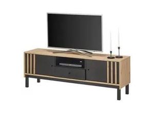 4038889073385 - Lowboard HBZ Volano Sideboards Gr B H T 155 cm x 54 cm x 39 cm 1 St schwarz (artisan eiche schwarz streifen artisan eiche) TV Möbel bis 65 Zoll geeignet mit Eiche Artisan Dekor