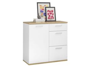 4038889074641 - Kommode bc Sideboard mit 3 Schubladen Weiß   Artisan Eiche Nb ca 95 x 86 x 3