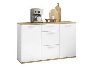 4038889074658 - Kommode bc 1035 Sideboard mit 3 Schubladen Weiß   Artisan Eiche Nb ca 135 x 