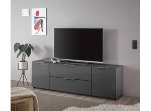 4038889076393 - Lowboard HBZ Santorin Sideboards Gr B H T 180 cm x 55 cm x 40 cm 1 St grau (anthrazit) für Tv bis 65 Zoll Tv-Schrank wahlweise in weiß oder Anthrazit