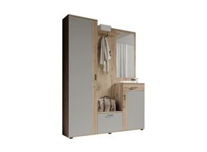 4038889076744 - Kompakt - Garderobe jens Diele Wandgarderobe Spiegel Viking Oak Grau ca 145 4038889076744 - Kompakt - Garderobe jens Diele Wandgarderobe Spiegel Viking Oak Grau ca 145