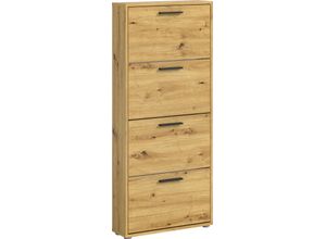 4038889077680 - Schuhkipper HBZ Sam Schuhkipper Schuhschrank BxHxT 59x136x17 cm braun (artisan artisan) Sideboards B H T 59cm x 136cm x 17cm Holzwerkstoff Schuhkipper mit 4 Klappen B59cm H136cm T17cm