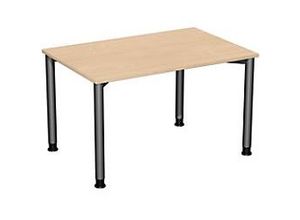 4038933002880 - Flex höhenverstellbarer Schreibtisch buche anthrazit rechteckig 4-Fuß-Gestell grau 1200 x 800 cm