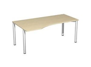 4038933065823 - 4 Fuß Flex PC-Schreibtisch links feste Höhe 1800x1000x720 Ahorn Silber