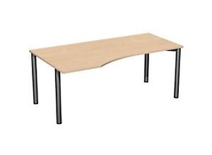 4038933069005 - 4 Fuß Flex PC-Schreibtisch links feste Höhe 1800x1000x720 Buche Anthrazit