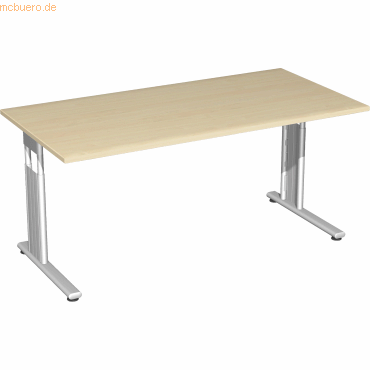 4038933159850 - Schreibtisch C Fuß Flex S-617103-AS manuell höhenverstellbar 68-82cm (H) rechteckig ahorn   Silber 4038933159850 Geramöbel