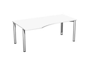 4038933499659 - 4 Fuß Flex PC-Schreibtisch links feste Höhe 1800x1000x720 Weiß Silber