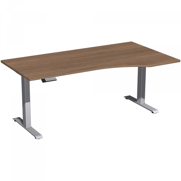 4038933546056 - Schreibtisch Elevate Plus N-08K1811-NS höhenverstellbar Freiform nussbaum   Silber 4038933546056 Geramöbel