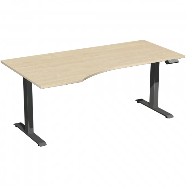 4038933546094 - Sitz-Steh-Schreibtisch Elevate Plus S-08K1812-AA elektrisch höhenverstellbar 63-128cm (H) 180x100cm (BxT) Freiform ahorn   