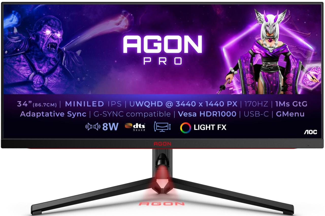 4038986110358 - 34 Screen Gaming AG344UXM - AGON Series - LED monitor - 34 - HDR - Schwarz - 1 ms NVIDIA G-Sync Compatible