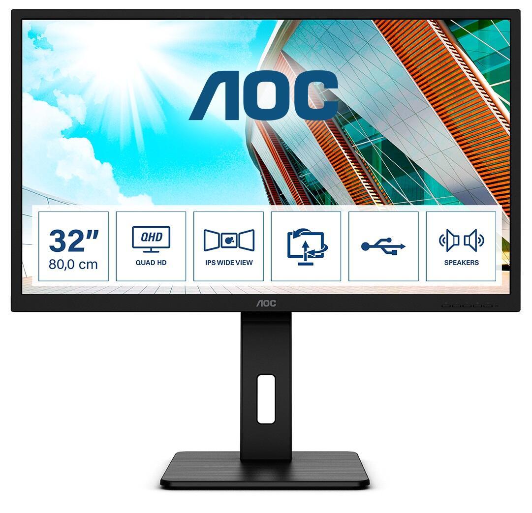 4038986118170 - Q32P2 - LED-Monitor - 80 cm (315) - 2560 x 1440 QHD @ 75 Hz - IPS - 250 cd m² - 10001 - 4 ms - 2xHDMI DisplayPort - Lautsprecher - Schwarz