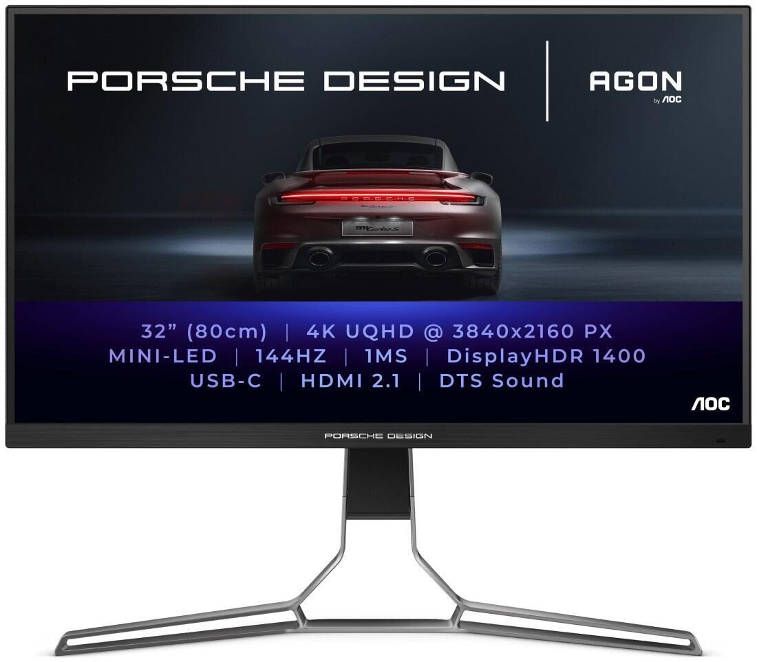 4038986119801 - 31 Bildschirm AGON PRO PD32M Porsche Design 4K UHD 144Hz USB 90W Hub Speakers - Schwarz - 1 ms AMD Adaptive-Sync