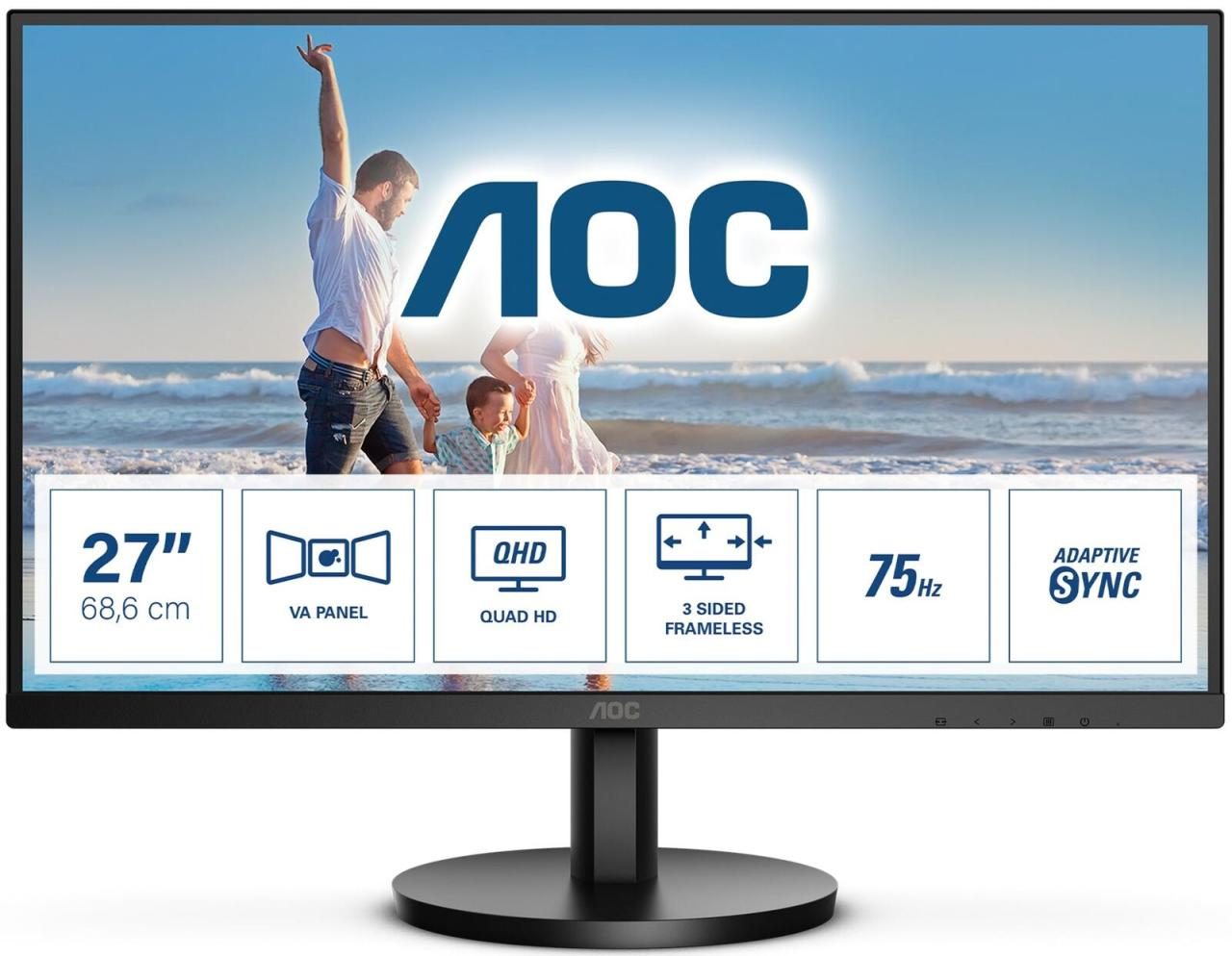 4038986180429 - Q27B3MA - B3 Series - LED-Monitor - 686 cm (27) - 2560 x 1440 QHD @ 75 Hz - VA - 250 cd m² - 40001 - 4 ms - HDMI DisplayPort - Lautsprecher - Schwarz [Energieklasse F] (Q27B3MA)