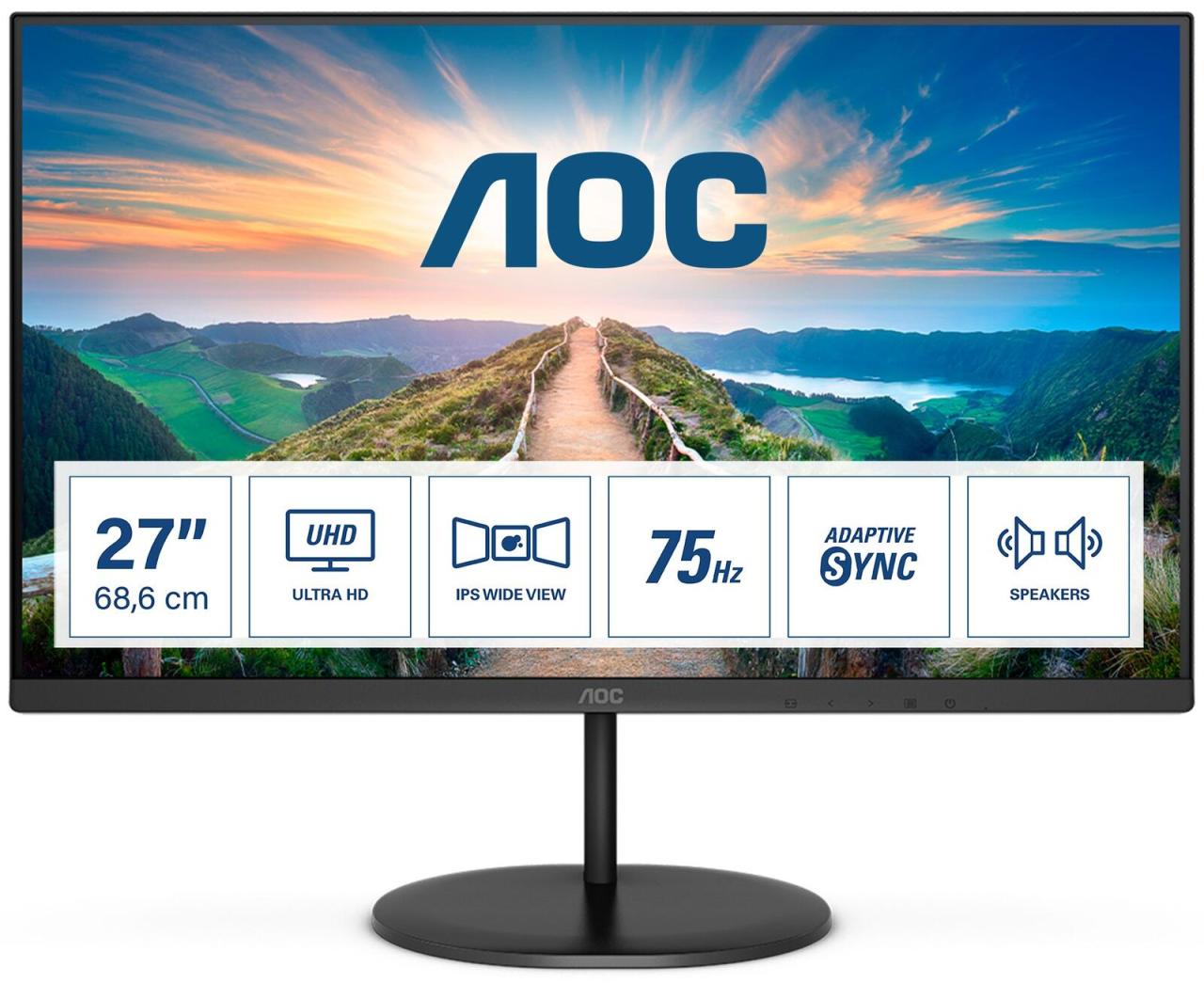 4038986189897 - U27V4EA - LED-Monitor - 686 cm (27) - 3840 x 2160 4K @ 75 Hz - IPS - 350 cd m² - 10001 - 4 ms - 2xHDMI DisplayPort - Lautsprecher - Schwarz