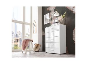 4039245100240 - Schubladen Kommode Sideboard Tower marbella in Hochglanz weiß Höhe 91 Breite 65 Tiefe 32 cm Made in Germany - Weiß - Bmg Möbel