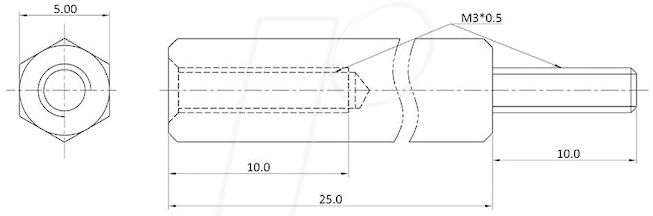 4039289066380 - ECON D3X25A5MH - Abstandsbolzen Messing M3 25 mm Innen Außen 100St 4039289066380 - ECON D3X25A5MH - Abstandsbolzen Messing M3 25 mm Innen Außen 100St
