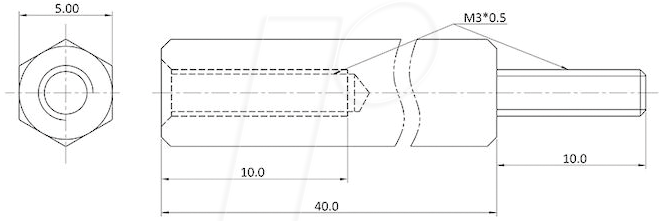4039289066410 - ECON D3X40A5MH - Abstandsbolzen Messing M3 40 mm Innen Außen 100St