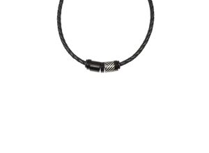 4039414103188 - Kette ohne Anhänger FIRETTI Schmuck Geschenk geflochten Halsketten Gr Edelstahl-Kautschuk-Leder Länge 50 cm Breite 35 mm schwarz (edelstahlfarben schwarz) Herren Ketten ohne Anhänger Made in Germany