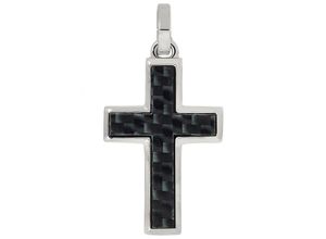 4039414104611 - Ketten-Anhänger FIRETTI Schmuck Geschenk Halsschmuck Anhänger für Halskette Kreuz Schmuckanhänger Gr Edelstahl-Carbon 48 g schwarz (edelstahlfarben schwarz) Damen Anhänger Made in Germany