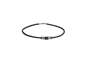 4039414104864 - Kette mit Anhänger FIRETTI Schmuck Geschenk Anker Flechtkordel massiv Halsketten Gr Edelstahl-Leder Länge 45 cm schwarz (edelstahlfarben schwarz) Herren Ketten mit Anhänger Made in Germany