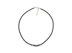 4039414112425 - Collier FIRETTI Schmuck Geschenk Halsschmuck Halskette Lederband Halsketten Gr Edelstahl-Leder Länge 50 cm Breite 35 mm schwarz (edelstahlfarben schwarz) Damen Colliers Made in Germany