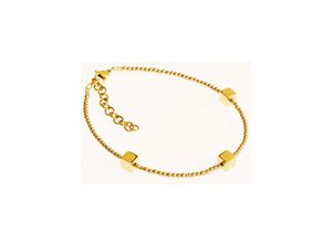 4039414112845 - Fußkette FIRETTI Schmuck Geschenk Kugeln Würfel Fußkettchen Gr Edelstahl gelb (gelbgoldfarben goldfarben goldfarben) Strandaccessoires Made in Germany - mit Hämatine