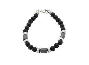 4039414208685 - Armband FIRETTI Schmuck Geschenk Armschmuck Armkette Farbstein Hämatit Onyx Armbänder Gr Edelstahl schwarz (edelstahlfarben silberfarben schwarz schwarz) Made in Germany - mit Onyx Hämatit