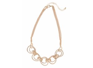 4039787008202 - Collier FIRETTI goldfarben mit eingehängter Ringzierde mehrreihig Halsketten Gr Metall Länge 50 cm goldfarben (gelbgoldfarben) Damen