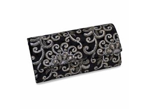 4039787011608 - Modeschmuck Abendtasche Schwarzer Samt mit Pailetten-Ornamenten