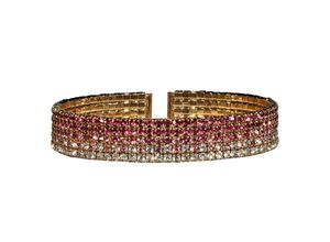 4039787011806 - Armband STEUER Strass-Armspange pink rosa Armbänder Gr 18cm Metall gelb (gelb rosa) Damen
