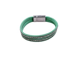 4039787011813 - Armband STEUER Velours türkis mit Strass Armbänder Gr 19cm Metall grün Damen