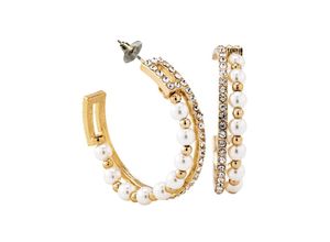 4039787014234 - Modeschmuck Creolen Kunststoff Strass weiß 38cm Glänzend