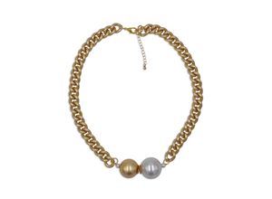 4039787015194 - Collier FIRETTI Chunky Pearl Halsketten Gr Metall Länge 64 cm Breite 14 mm weiß (gelbgoldfarben weiß goldgelb weiß) Damen Colliers mit Kunststoffperle