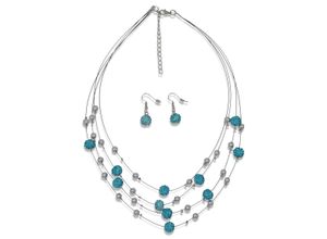 4039787015224 - Collier-Set FIRETTI Blue Crystal Halsketten Gr Metall Länge 52 cm blau (metallfarben hellblau) Damen mit Glasstein