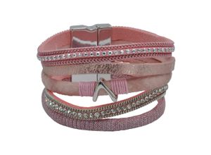 4039787015743 - Armband STEUER Velour rosé 5-reihig Armbänder Gr 19cm Metall rosa Damen