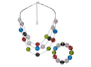 4039787015767 - Collierkettchen STEUER Set aus Collier und Armband mit bunten Glassteinen Halsketten Gr 49cm Metall Länge 49 cm Breite 05 mm bunt (mehrfarbig) Damen