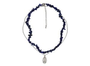 4039787015941 - Kette mit Anhänger STEUER Set Lapislazuli-Splitterkette und Anhänger Halsketten Gr 45cm und 49cm Metall blau Damen