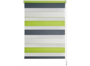 4040255302005 - Ondeco Doppelrollo Just Triple Klemmfix Seitenzugrollo Blickdicht Klemmfix Farbe Green-Grau Größe 120x160 cm