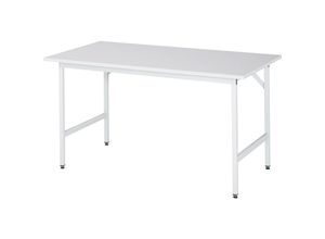 4040376035974 - Arbeitstisch höhenverstellbar Gestell 30 x 30 mm melaminharzbeschichtete Platte BxT 1500 x 800 mm lichtgrau RAU