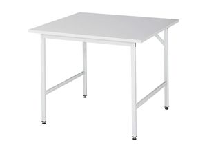 4040376955418 - Arbeitstisch höhenverstellbar Gestell 30 x 30 mm melaminharzbeschichtete Platte BxT 1000 x 1000 mm lichtgrau RAU