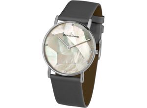 4040662142324 - Quarzuhr JACQUES LEMANS York Armbanduhren grau Damen Quarzuhren Armbanduhr Damenuhr Perlmutt-Zifferblatt Swarovski-Kristalle