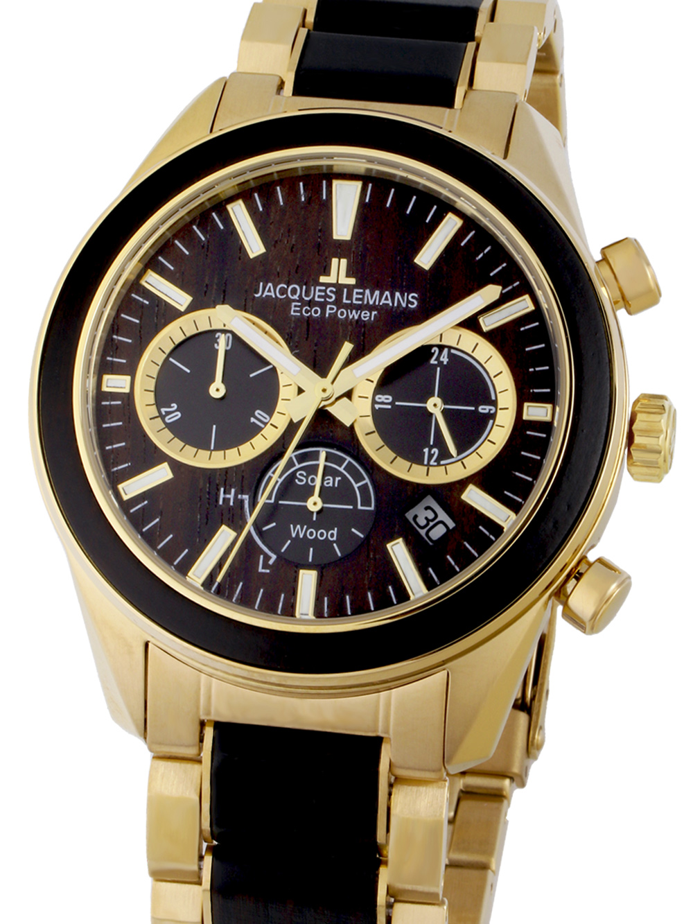 4040662163442 - Solaruhr JACQUES LEMANS Eco Power 1-2115L Armbanduhren braun (goldfarben braun) Herren Solaruhren