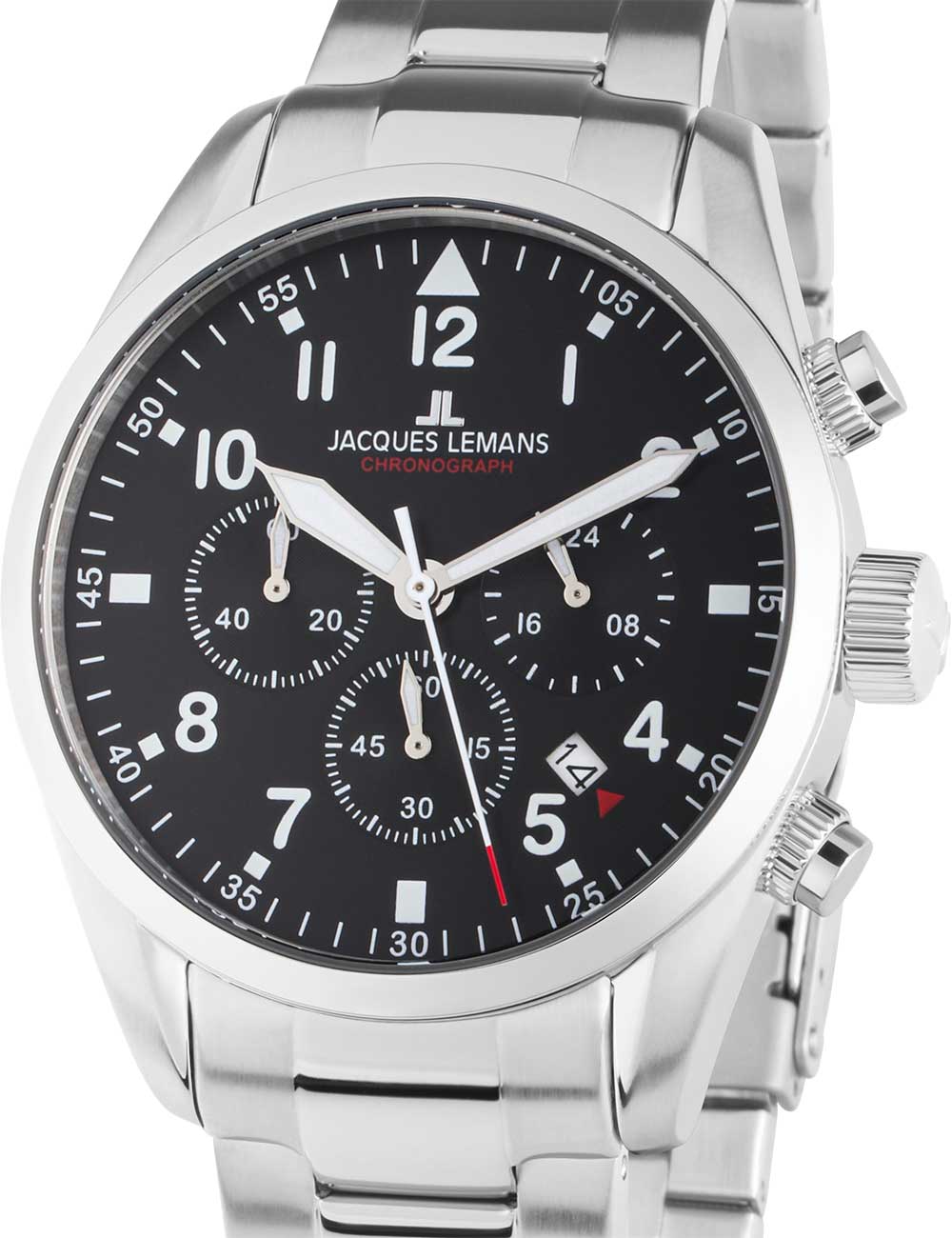 4040662170563 - Chronograph JACQUES LEMANS Barcelona 42-2C Armbanduhren silberfarben Herren Quarzuhren Quarzuhr Armbanduhr Herrenuhr Datum Stoppfunktion