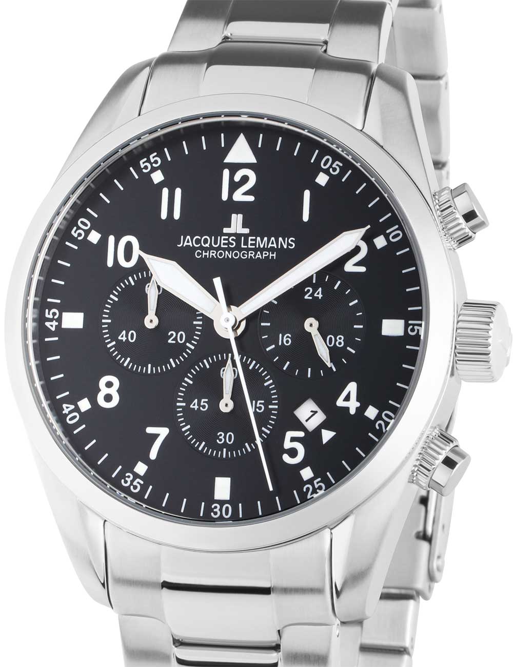 4040662170570 - Chronograph JACQUES LEMANS Barcelona 42-2D Armbanduhren silberfarben Herren Quarzuhren Quarzuhr Armbanduhr Herrenuhr Stoppfunktion Datum Stoppfunktion