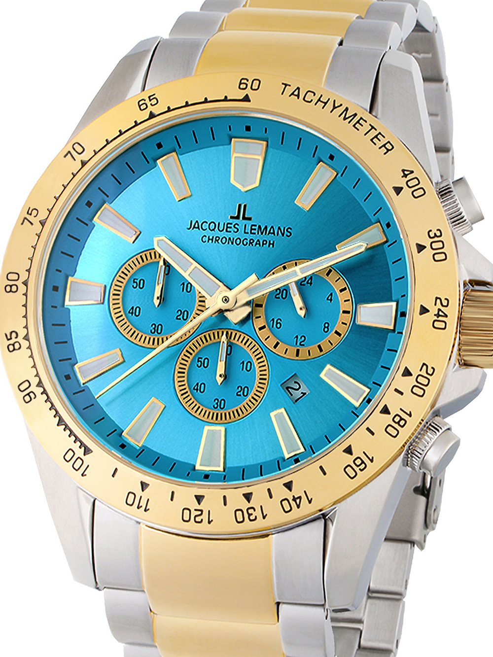 4040662175971 - Chronograph JACQUES LEMANS Liverpool 1-2140J Armbanduhren blau (silberfarben goldfarben) Herren Quarzuhren Quarzuhr Armbanduhr Herrenuhr Datum bicolor Stoppfunktion