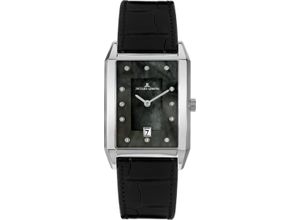 4040662177319 - Quarzuhr JACQUES LEMANS 1-2159E Armbanduhren schwarz Damen Quarzuhren Armbanduhr Damenuhr Perlmuttzifferblatt eckig Datum