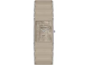 4040662178927 - Keramikuhr JACQUES LEMANS Dublin Armbanduhren braun (beige beige silberfarben) Damen Quarzuhr Armbanduhr Damenuhr Perlmutt-ZifferblattKeramikarmband