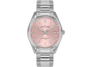 4040662179979 - Quarzuhr JACQUES LEMANS Derby Armbanduhren silberfarben (silberfarben rosa) Damen Quarzuhren Armbanduhr Damenuhr Datum Leuchtzeiger gehärtetes Crystexglas